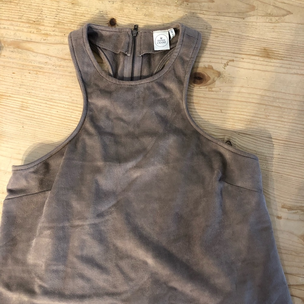 Gray- Tan Suade Top - Picture 4 of 6